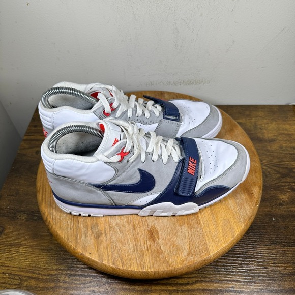 Nike Air Trainer 1 Mid Mens White Gray Navy Red Strap Sz 10 DM0521-101
